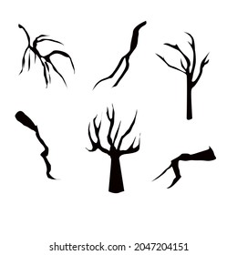 wind illustration silhouette of tree branches.