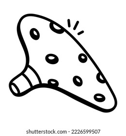 Wind instrument, doodle icon of ocarina