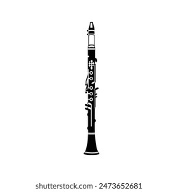 wind instrument logo illustration, clarinet silhouette suitable for music stores and communities