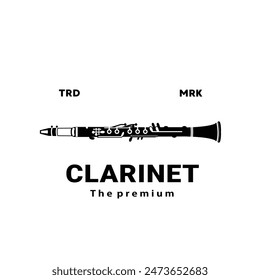 wind instrument logo illustration, clarinet silhouette suitable for music stores and communities