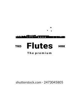 wind instrument logo illustration, flutes silhouette suitable for music stores and communities