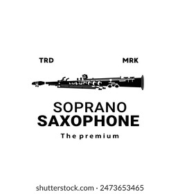 wind instrument logo illustration, soprano saxophone silhouette suitable for music stores and communities