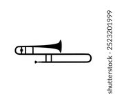 wind instrument logo illustration, trombone silhouette suitable for music stores and communities