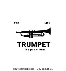 wind instrument logo illustration, trumpet silhouette suitable for music stores and communities