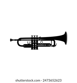 wind instrument logo illustration, trumpet silhouette suitable for music stores and communities