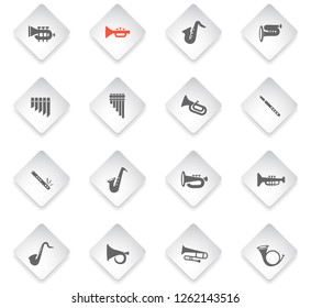 wind instruments flat rhombus web icons for user interface design