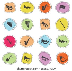 wind instruments web icons for user interface design