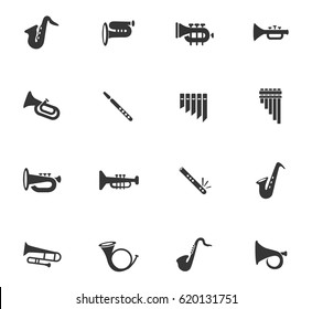 wind instruments web icons for user interface design