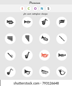 wind instruments web icons for user interface design