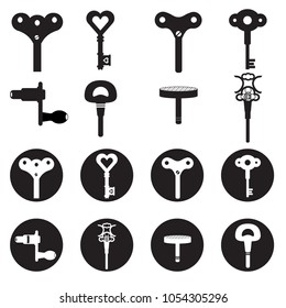 wind up key icon set cartoon isolated simple vector flat design style icon on white background or old toys isolated on white.