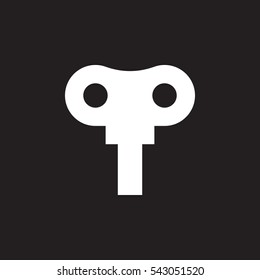 Wind up key icon vector, filled flat sign, solid white pictogram isolated on black. Symbol, logo illustration