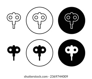 Wind up key vector icon set in black color. Suitable for apps and website UI designs