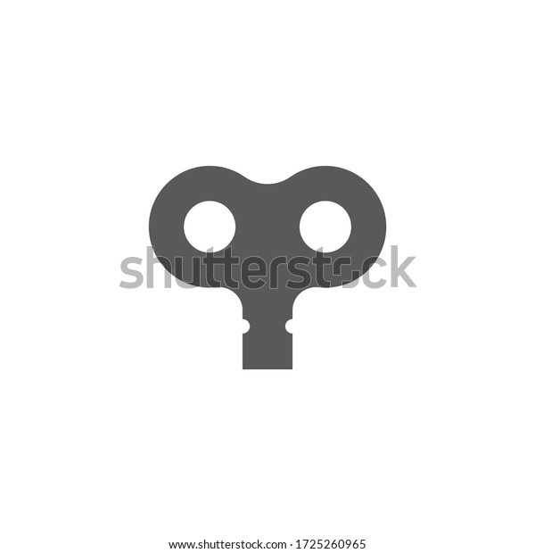 Wind up key vector icon symbol lock isolated\
on white background