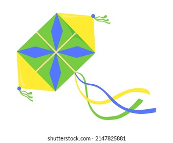 Wind kites. Flying hexagon shape, different design vector illustration isolated on white background