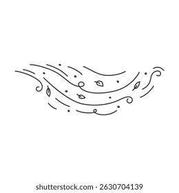 Rabiscar folha de vento. Mão de ilustração vetorial desenhada isolada sobre fundo branco