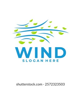 wind with leaf logo vector. nature wind symbol logo icon