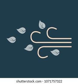 Wind with leafs icon in flat style isolated on color background. For your design, logo. Vector illustration.