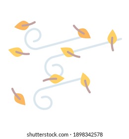wind leaves in autumn using soft color and flat style