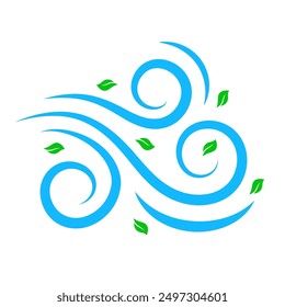 Clipart de logotipo de Ilustración vectorial plana de icono de viento con hojas