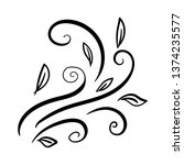 Wind and leaves outline icon doodle drawing