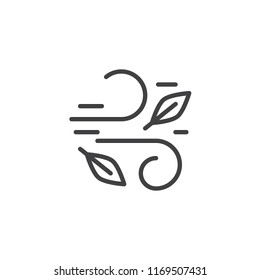 Wind and leaves outline icon. linear style sign for mobile concept and web design. Autumn leaves simple line vector icon. Symbol, logo illustration. Pixel perfect vector graphics