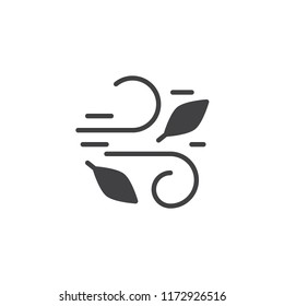 Wind and leaves vector icon. filled flat sign for mobile concept and web design. Autumn leaves simple solid icon. Symbol, logo illustration. Pixel perfect vector graphics