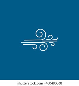 Wind Line Icon On Blue Background