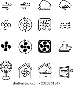 wind line icon set of vector