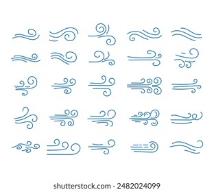 Wind from the lines. A set. Concept icon. The breeze is blowing. Vector illustration.