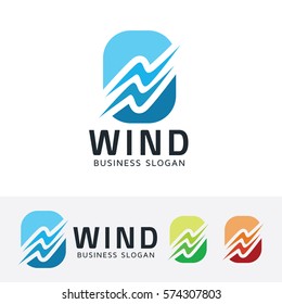 Wind Logo Design Green Clean Turbine Stock Vector (Royalty Free ...