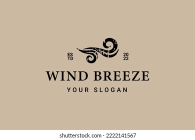 Wind Logo Design Template, Vintage Style