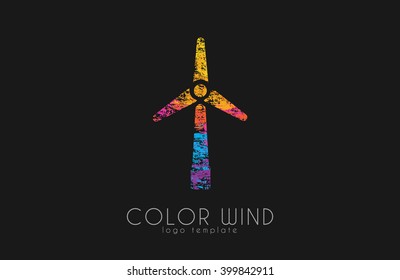 Wind logo. Wind power logo design. Creative logo design. Energy Windmill. Energy logo