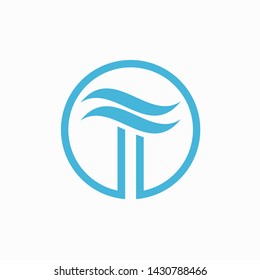 wind logo that forms letter T