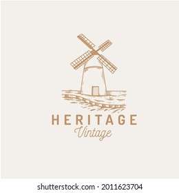 wind mill bakery logo vintage