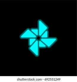 Wind mill blue glowing neon ui ux icon. Glowing sign logo vector