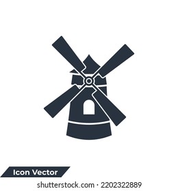 ilustración vectorial del icono de construcción de molinos de viento. plantilla de símbolo de turbina eólica para colección de diseño gráfico y web