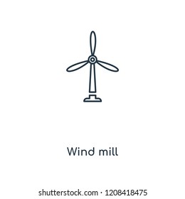 Wind mill concept line icon. Linear Wind mill concept outline symbol design. This simple element illustration can be used for web and mobile UI/UX.