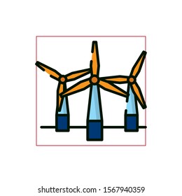 Wind mill design, Ecology renewable conservation saving support solution and bio theme Vector illustration