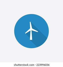 wind mill Flat Blue Simple Icon with long shadow, isolated on white background  