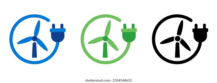 Wind mill generator plant green energy eco friendly power electricity  symbol circle plug cord