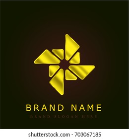 Wind mill golden metallic logo