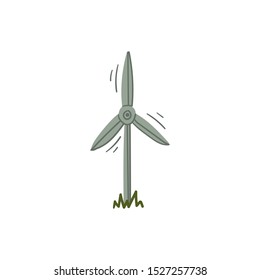 Wind mill hand drawn doodle concept. Stock vector