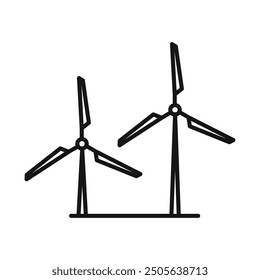 wind mill icon Black line art vector logo