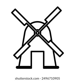 wind mill icon linear logo mark in black and white