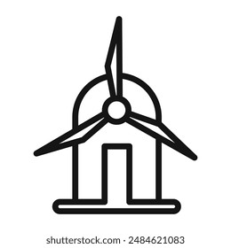 wind mill icon mark in filled style