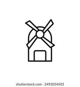 wind mill icon outline collection in black and on white background