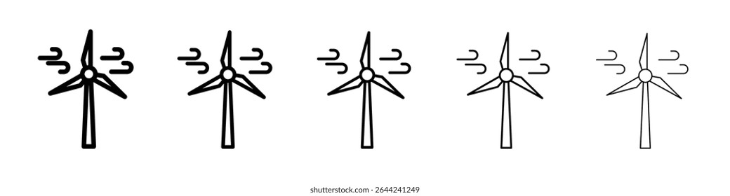 wind mill icon thin outline logo mark set