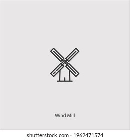wind mill icon vector icon.Editable stroke.linear style sign for use web design and mobile apps,logo.Symbol illustration.Pixel vector graphics - Vector