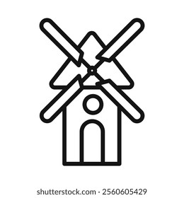 wind mill icon vector line logo art