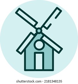 Wind mill, illustration, vector on a white background.